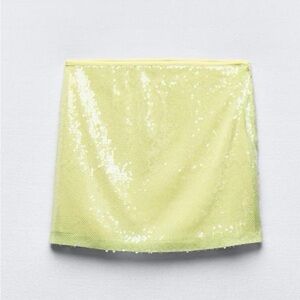 Zara Sequin Yellow Mini Skirt - Medium